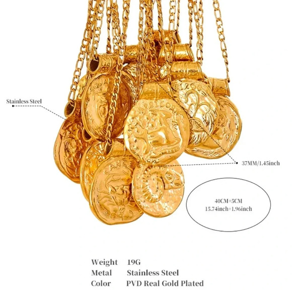 Zodiac Scorpio 18K Gold Stainless Steel Waterproof Chain Medallion Necklace - Picture 4 of 7